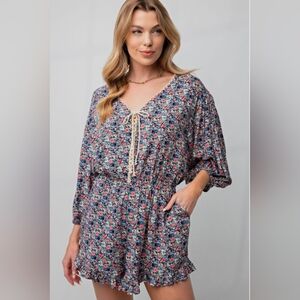 Easel All Over Printed Shorts Romper (M)